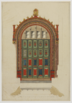 216370 Plattegrond en opstand van de deur van de sacristie in de Domkerk te Utrecht.